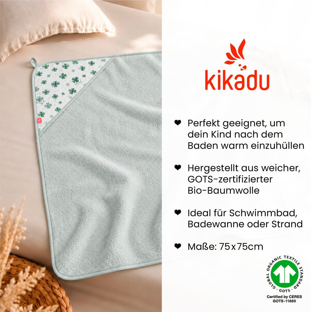 Kapuzenhandtuch Kleeblatt