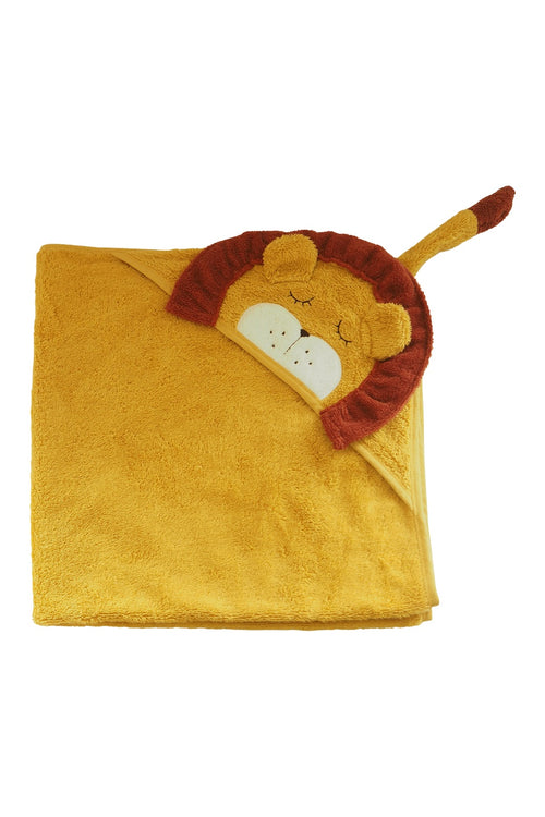 Kapuzen-Handtuch Löwe Mustard