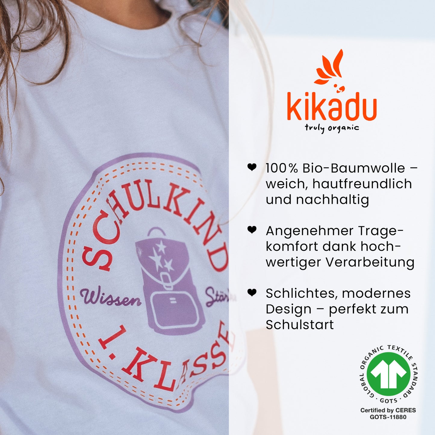 T-Shirt Schulkind Lavendel 116/128